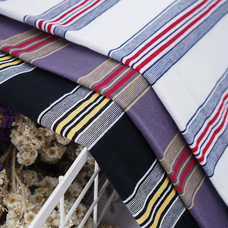 Good Quality Fabric Breathable And Pure Cotton Skin-Friendly Striped Cotton Fabric For T-Shirt
