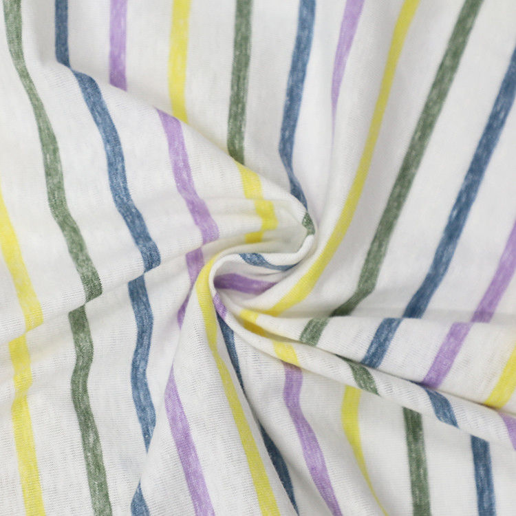 Anti-Wrinkle Moisture-Absorbent And Soft Pure Cotton ​Striped Material Fabric For T-Shirt