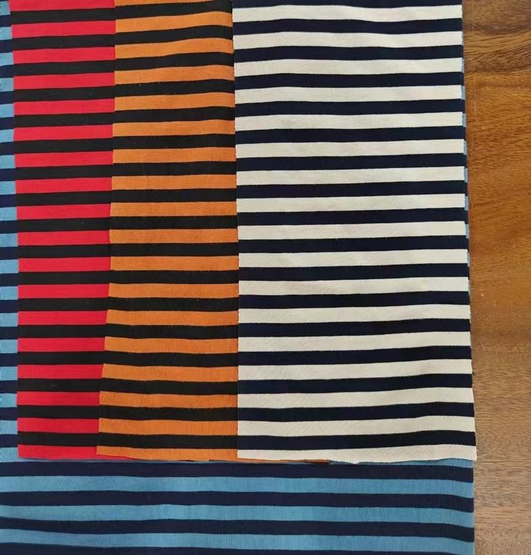 Anti-Pilling And Not Easily Deformed Soft Cotton ​Striped Material Fabric For T-Shirt