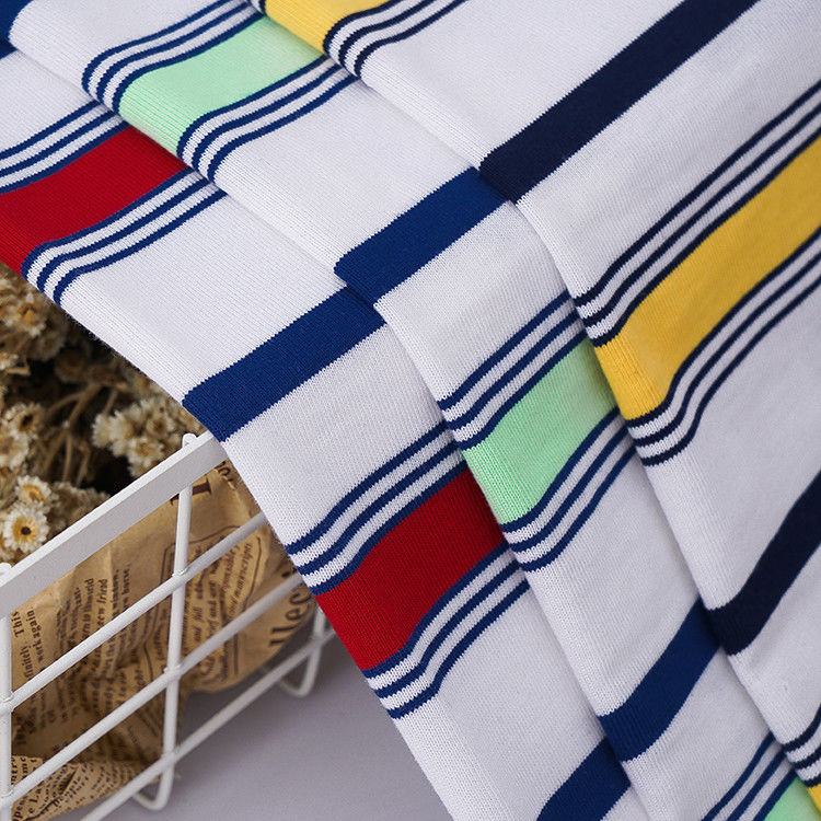 Stylish And Elegant Close To The Skin Breathable Striped Cotton Fabric For T-Shirt