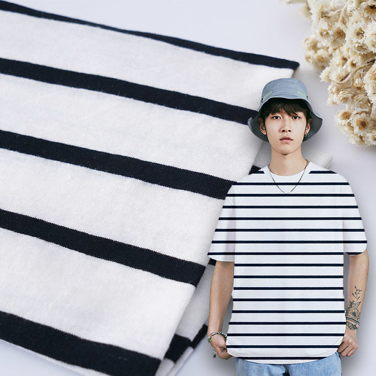 Soft And Moisture Absorption Easy To Care Striped Knit Fabric For Tracksuit
