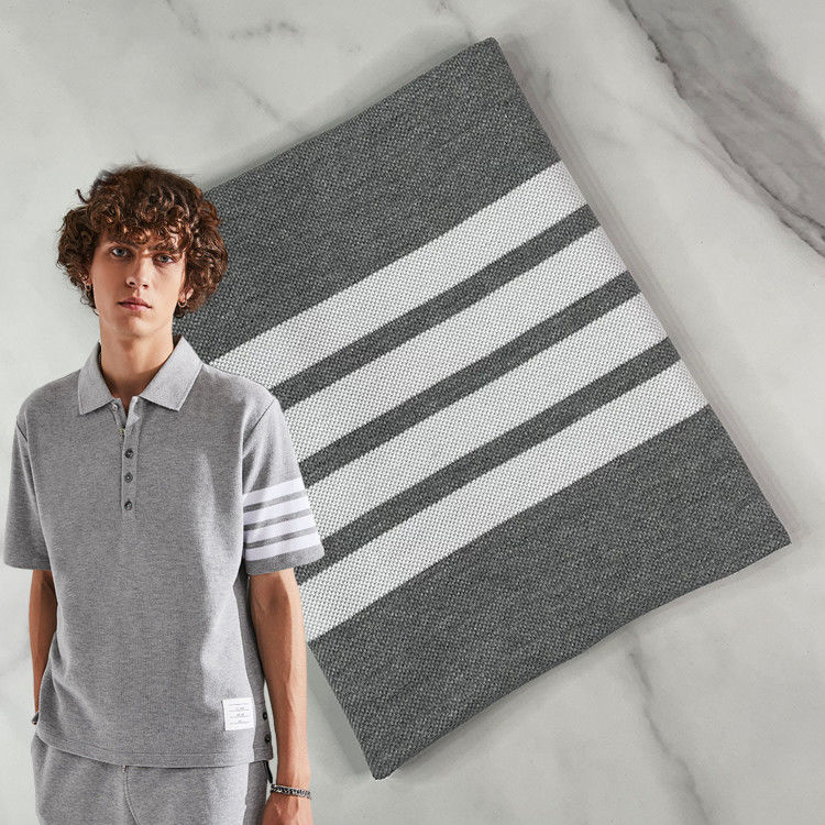 Soft And Breathable Striped Cotton Fabric For T-Shirt With Elastic Fiber For Perfect Fit