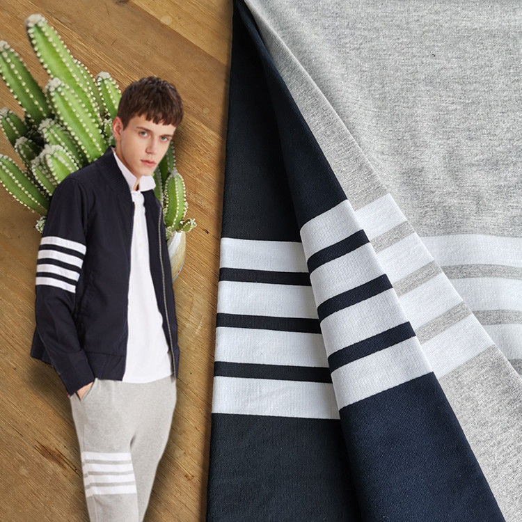 Healthy And Long-Lasting Striped Cotton Fabric For T-Shirt With Elastic Fiber