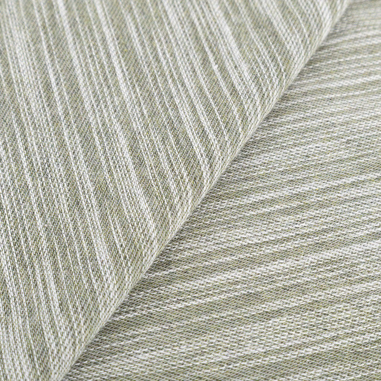 Breathable And Soft Striped Cotton Fabric For Casual Wear With Bamboo Denim Texture