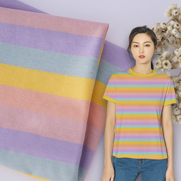 Good Texture Breathable Healthy And Safety And Unique  Striped Knit Fabric For T-Shirt