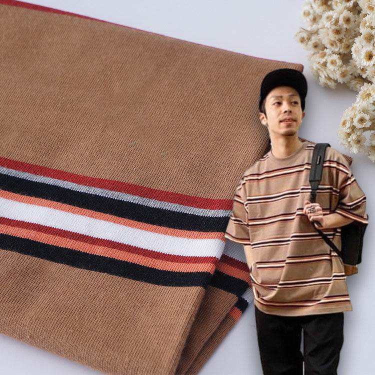 Skin-Friendly And Breathable Moisture-Absorbing Striped Knit Fabric For Casual Wear