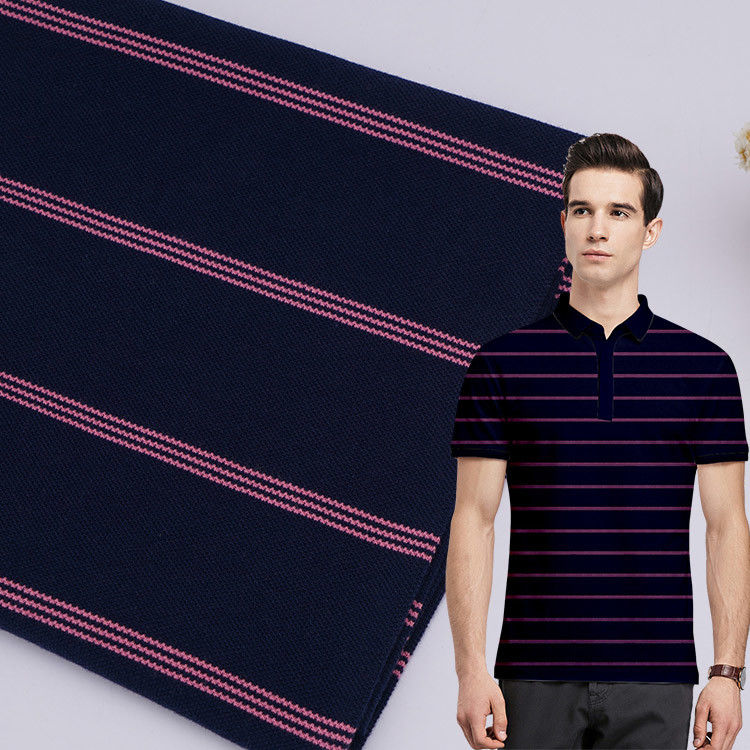 Comfortable And Durable Skin-Friendly Breathable Striped Knit Fabric For Polo Shirt