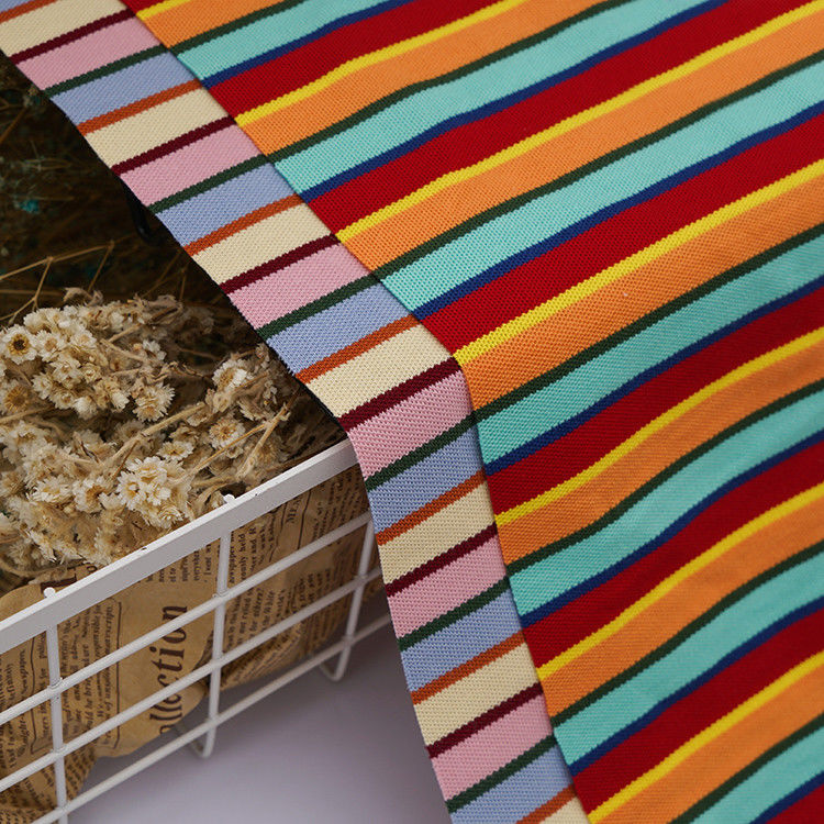 Soft And Moisture-Absorbent And Smooth Striped Knit Fabric For Casual Wear