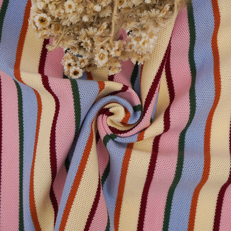 Soft And Moisture-Absorbent And Smooth Striped Knit Fabric For Casual Wear
