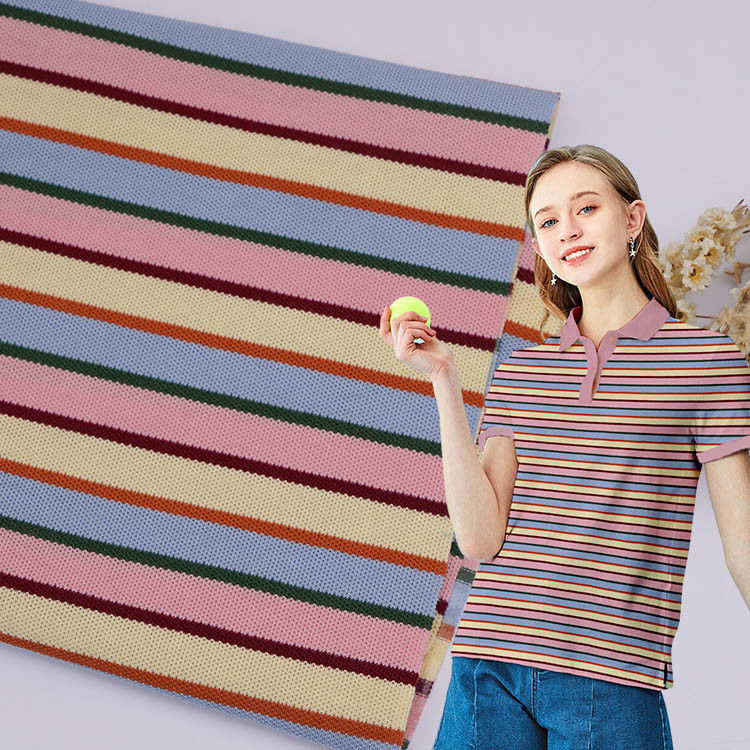 Soft And Moisture-Absorbent And Smooth Striped Knit Fabric For Casual Wear