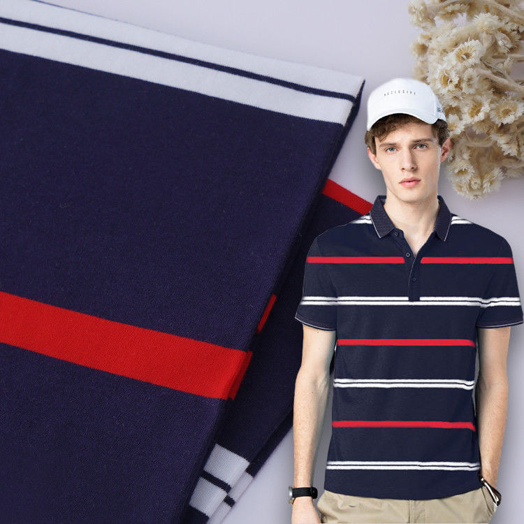 Durble And Skin-Friendly Natural And Environmentally Friendly Striped Knit Fabric For Polo Shirt