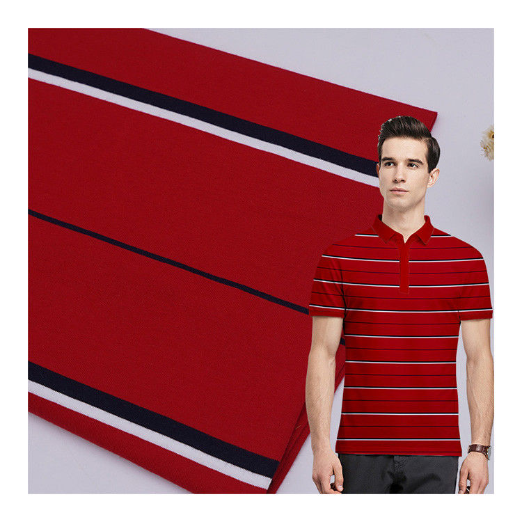 Easy To Care And  Natural And Smooth  Striped Knit Fabric For Polo Shirt
