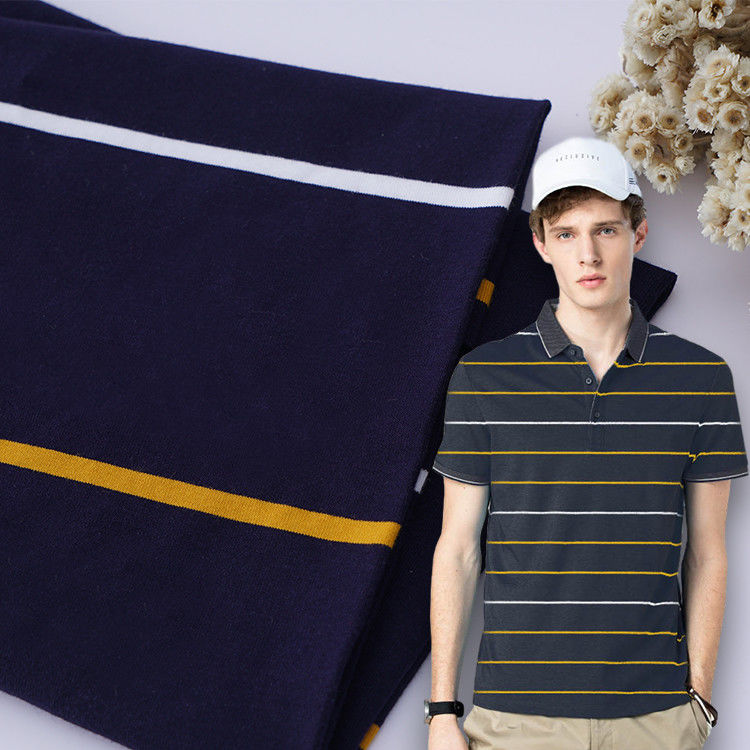 Soft And Breathable And Moisture-Absorbent Hygroscopic Striped Knit Fabric For Polo Shirt