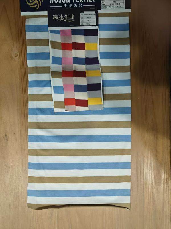 Comfortable And Wrinkle Resistant And Skin-Friendly Smooth Striped Material Fabric For T-Shirt