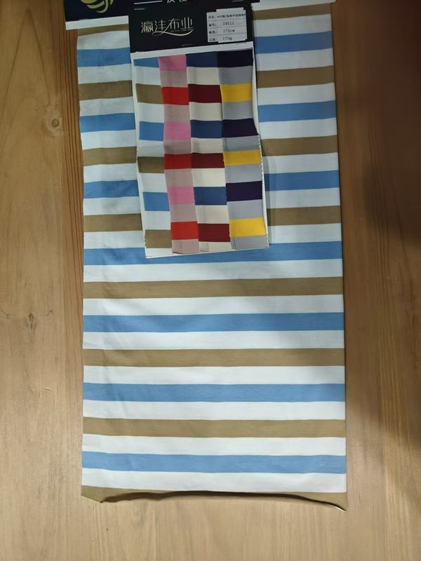 Comfortable And Wrinkle Resistant And Skin-Friendly Smooth Striped Material Fabric For T-Shirt