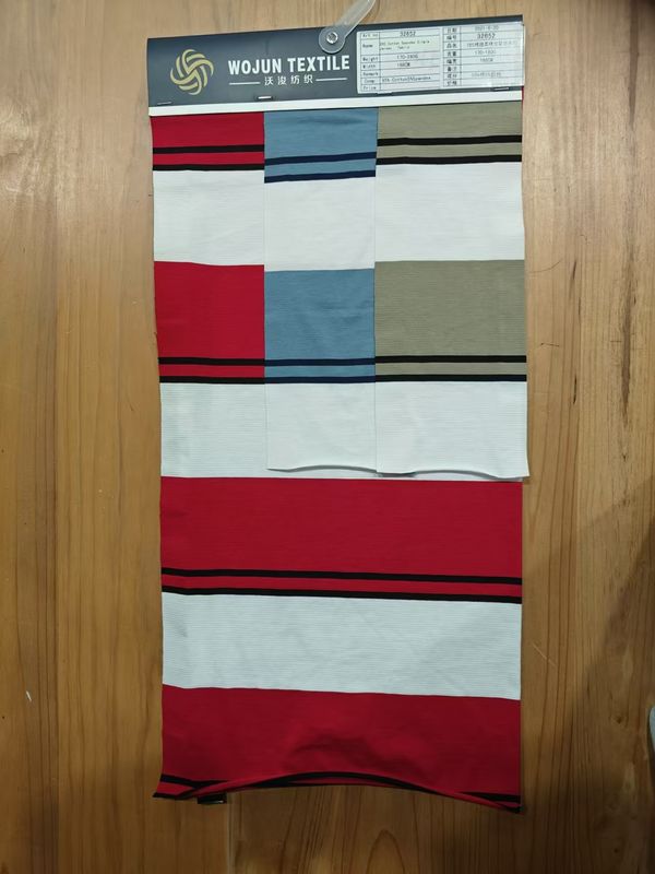 Not Easy To Deform And Breathable And Elastic Striped Knit Fabric For T-Shirt