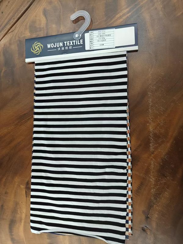 Sweat Absorbing And Smooth Pure Cotton Striped Knit Fabric For Polo Shirt