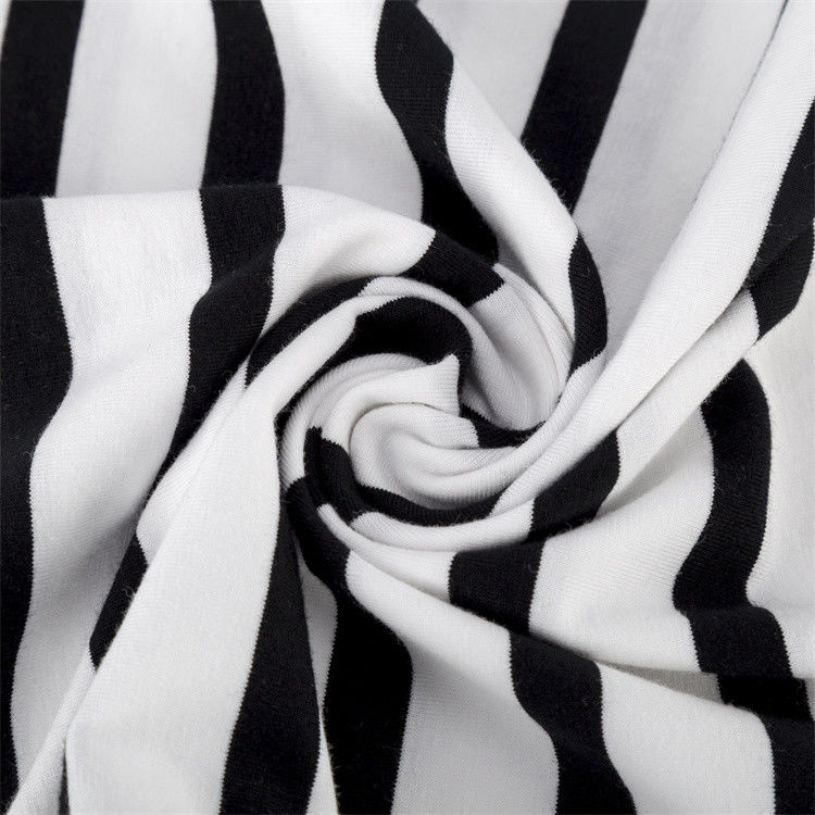 Healthy And Smooth High Color Fastness And Natural Striped Knit Fabric For T-Shirt