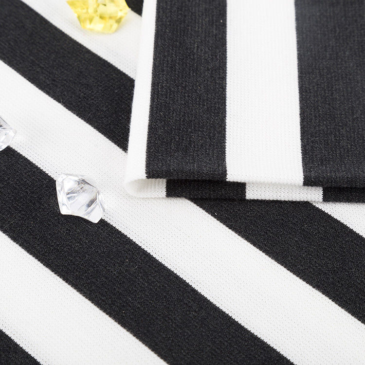 Easy To Care Comfortable Striped Knit Fabric For Casual Wear Low Shrinkage