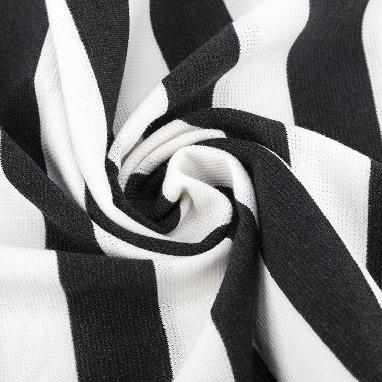Easy To Care Comfortable Striped Knit Fabric For Casual Wear Low Shrinkage
