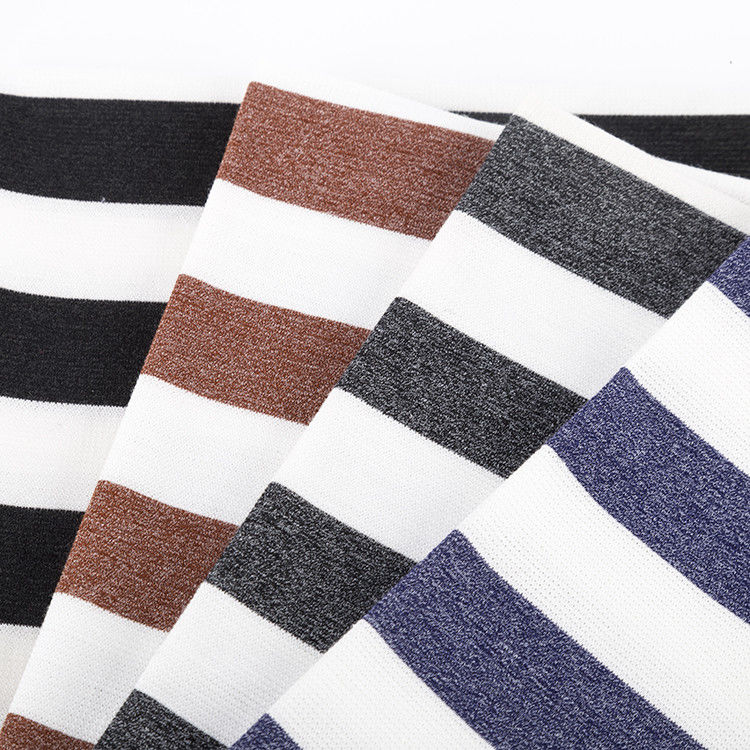 Easy To Care Comfortable Striped Knit Fabric For Casual Wear Low Shrinkage