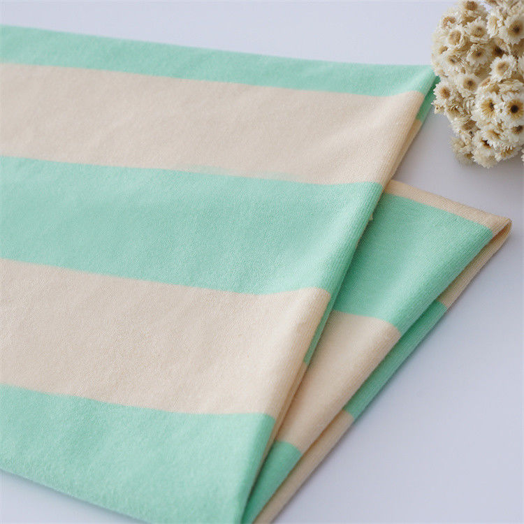 Multi-Colored And Soft Breathable Natural Striped Knit Fabric For T-Shirt