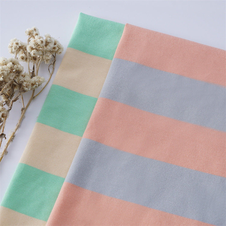 Multi-Colored And Soft Breathable Natural Striped Knit Fabric For T-Shirt