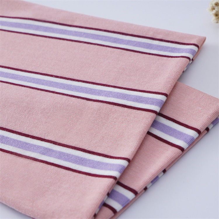 Multi-Colored And Fashionable Cotton Feel Striped Knit Fabric For T-Shirt