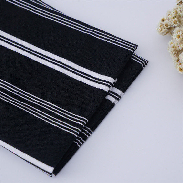 Breathable, Skin-Friendly And Natural Soft Not Easy To Deform Striped Knit Fabric For T-Shirt
