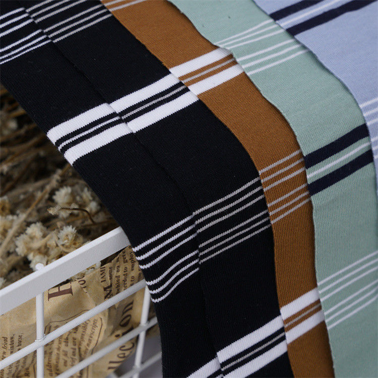 Breathable, Skin-Friendly And Natural Soft Not Easy To Deform Striped Knit Fabric For T-Shirt