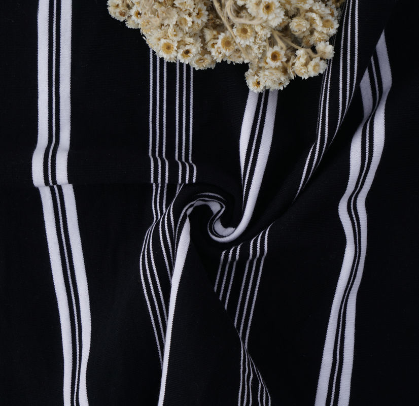 Breathable, Skin-Friendly And Natural Soft Not Easy To Deform Striped Knit Fabric For T-Shirt