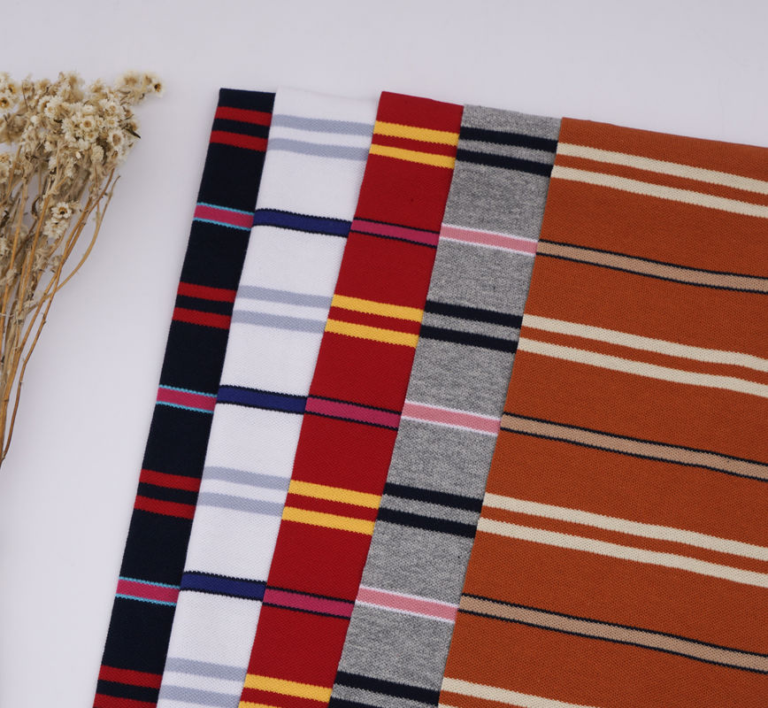 Stiff And Clear Good Texture And Pure Cotton Striped Knit Fabric For Polo Shirt