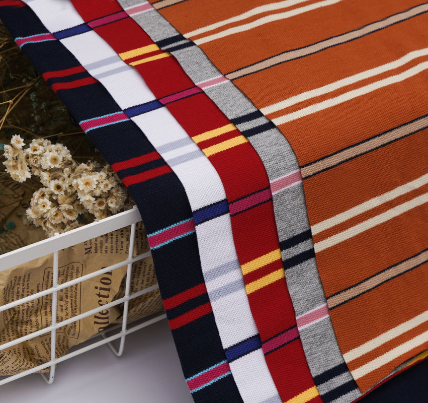 Stiff And Clear Good Texture And Pure Cotton Striped Knit Fabric For Polo Shirt