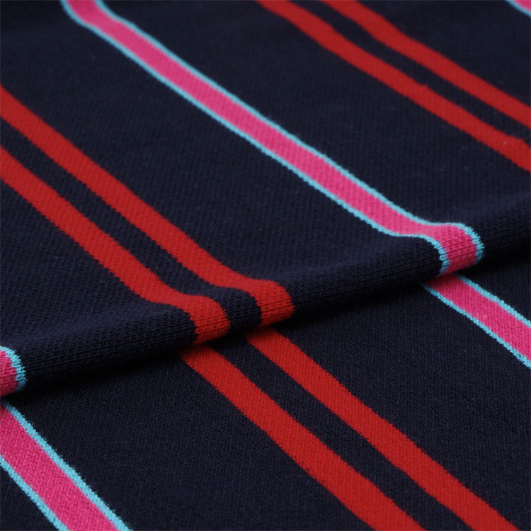 Stiff And Clear Good Texture And Pure Cotton Striped Knit Fabric For Polo Shirt