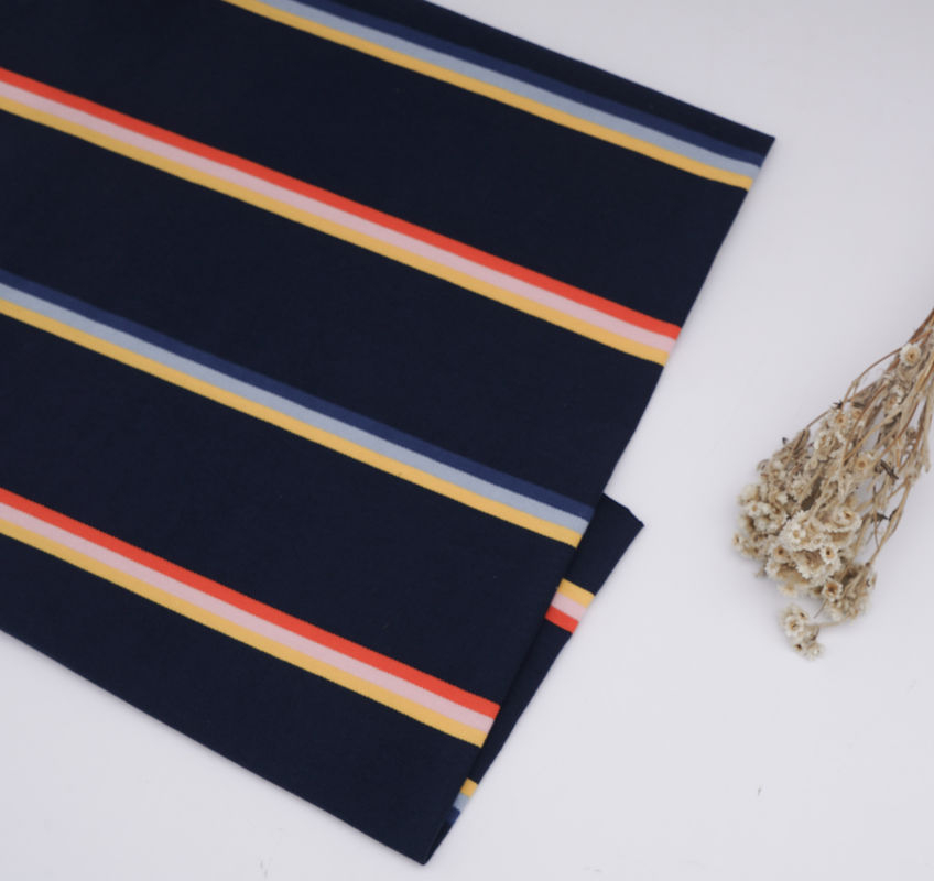 Healthy And Crisp And Wear-Resistant Breathable And Comfortable Striped Knit Fabric For T-Shirt