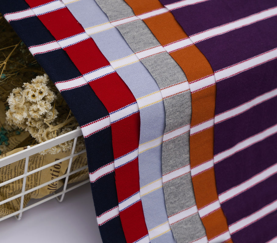 Breathable And Comfortable And Crisp And Wear-Resistant Striped Knit Fabric For Polo Shirt