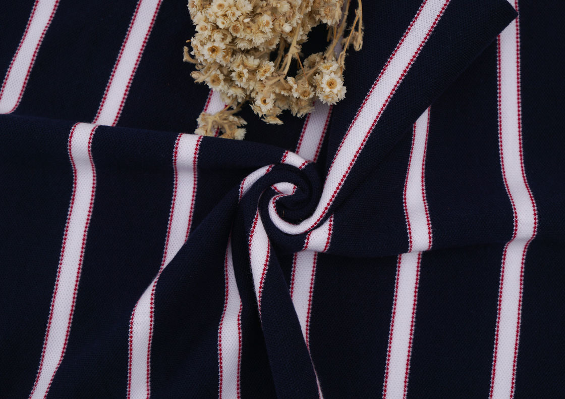 Breathable And Comfortable And Crisp And Wear-Resistant Striped Knit Fabric For Polo Shirt