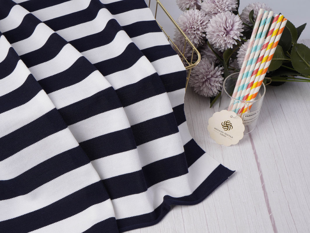 Natural And High Wrinkle-Resistant Color Fastness Anti-Wrinkle And Crisp Version Striped Knit Fabric For Polo Shirt