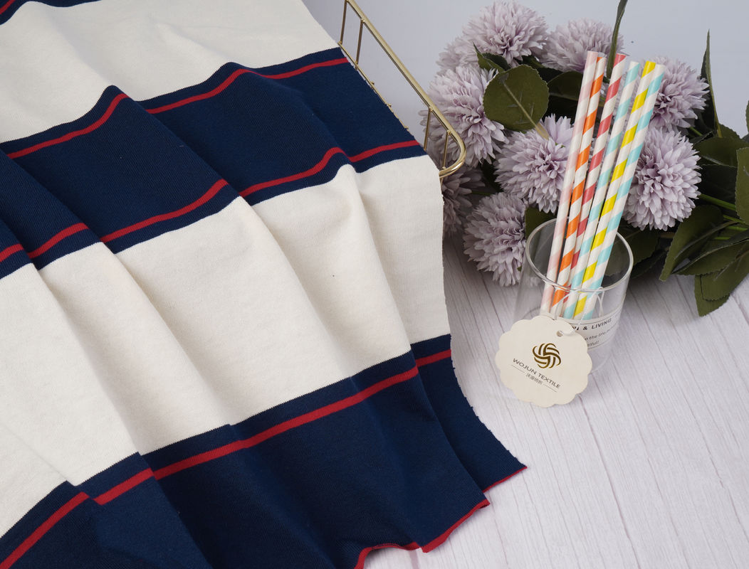 Natural High Wrinkle-Resistant Color Fastness Crisp Version Striped Knit Fabric For Polo Shirt