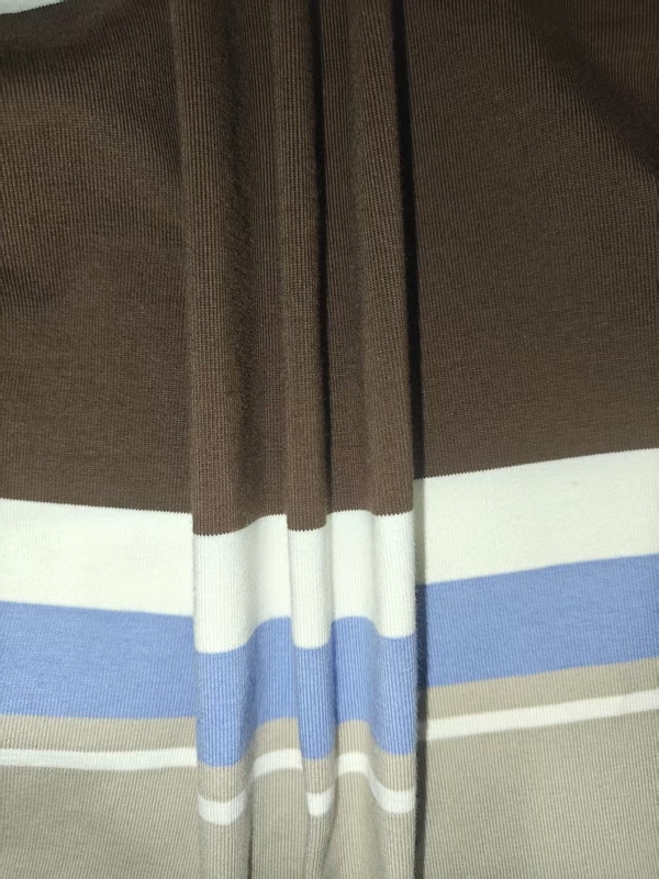 Wear-Resistant And Comfortable And  Breathable And Wear-Resistant Striped Knit Fabric For T-Shirt