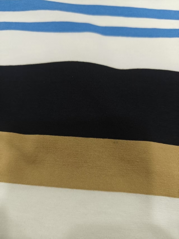 Cool And Breathable And Natural Comfortable Wear-Resistant Striped Knit Fabric For T-Shirt