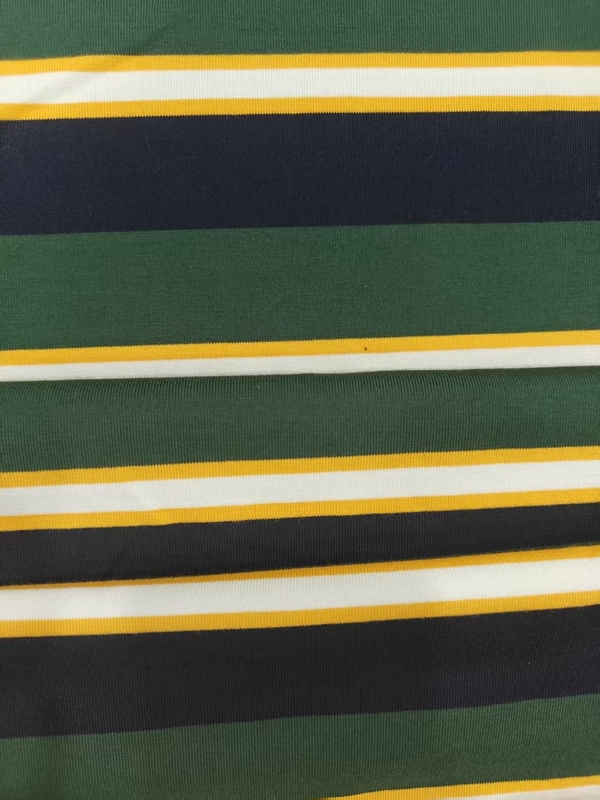 Durble And Natural Comfortable Washable Not Easy To Deform Striped Knit Fabric For T-Shirt
