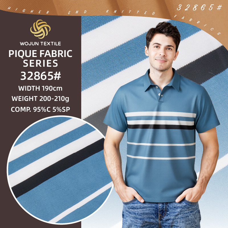 Sweat-Absorbent And Breathable And Healthy And Comfortable Striped Knit Fabric For Polo Shirt