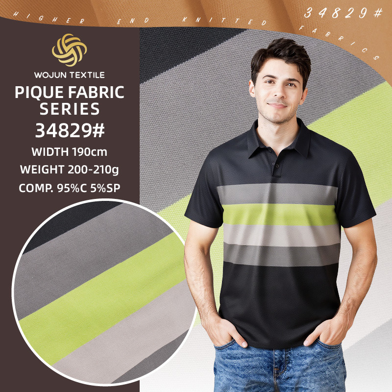 Sweat-Absorbent And Wear-Resistant ，Healthy Striped Knit Fabric For Polo Shirt