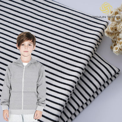 100% Cotton Black And White Striped Fabric Soft French Terry Material 185cm