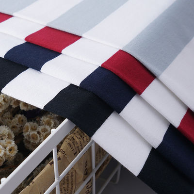 Customized Striped Rib Knit Fabric , Moisture Wicking 170g Colored Cotton Fabric