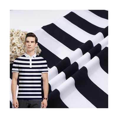 Comfortable Black Stripe Fabric Mercerized Cotton Skin Friendly Texture