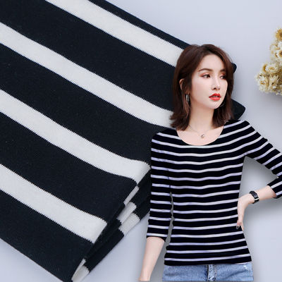 21S Organic Ribbed Cotton Fabric , 1*1 Striped Cotton Interlock Material