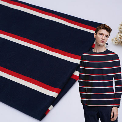 Low Shrinkage Yarn Dyed Stripe Knit Fabric 100% Cotton Texture 40S