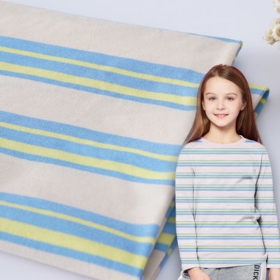 Tight Weave Striped Stretch Fabric , Sportswear Pure Cotton Blue Stripe Fabric